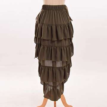 GRACEART Women's Victorian Steampunk Skirt - (Army Green) Medium