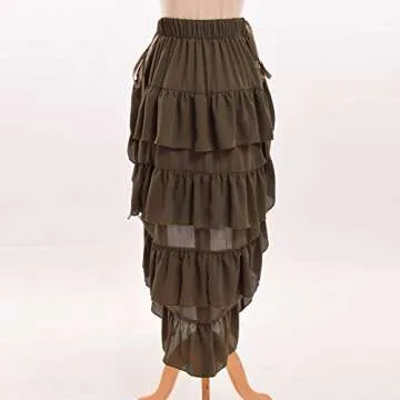 GRACEART Women's Victorian Steampunk Skirt - (Army Green) Medium