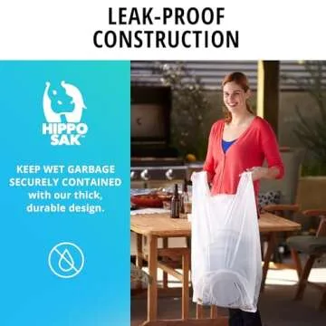 Hippo Sak 13 Gallon Trash Bags - Leak Proof & Strong