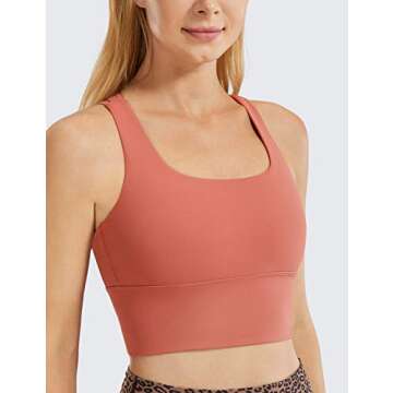 CRZ YOGA Women's Strappy Longline Sports Bras - Comfortable Workout Tunic