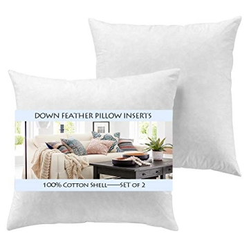 Yesterdayhome Set of 2-24x24 Decorative Throw Pillow Inserts-Down Feather Pillow Inserts-White