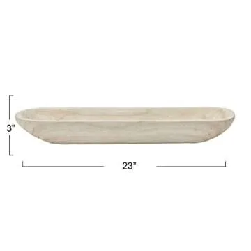 Creative Co-Op Decorative Paulownia Wood Tray, White