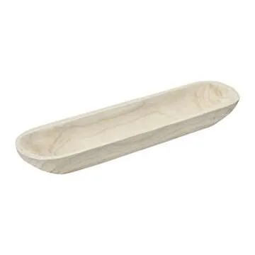 Creative Co-Op Decorative Paulownia Wood Tray, White