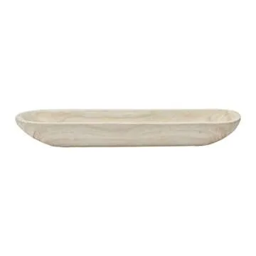 Creative Co-Op Decorative Paulownia Wood Tray, White