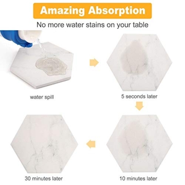 LotFancy Hexagon Ceramic Coasters Set with Holder