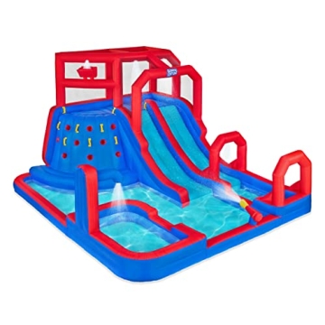 Sunny & Fun Mega Climb N’ Go Inflatable Water Slide Park – Heavy-Duty for Outdoor Fun - Climbing...