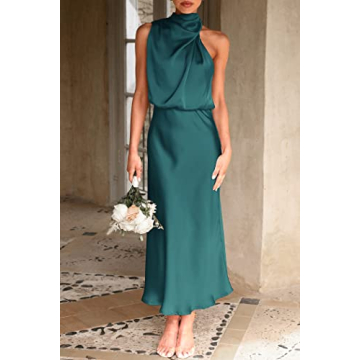PRETTYGARDEN Elegant Sleeveless Satin Maxi Dress for Women