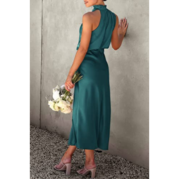 PRETTYGARDEN Elegant Sleeveless Satin Maxi Dress for Women