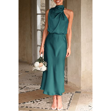 PRETTYGARDEN Elegant Sleeveless Satin Maxi Dress for Women