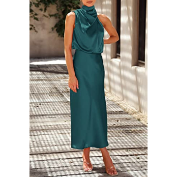 PRETTYGARDEN Elegant Sleeveless Satin Maxi Dress for Women