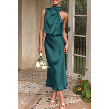 PRETTYGARDEN Elegant Sleeveless Satin Maxi Dress for Women