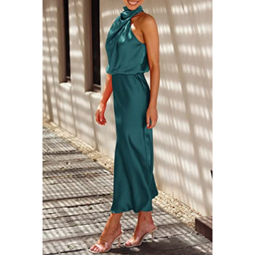 PRETTYGARDEN Elegant Sleeveless Satin Maxi Dress for Women