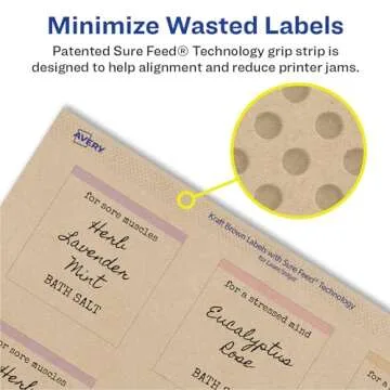 Avery Kraft Brown Square Labels with Sure Feed Technology, 2" x 2", Print to The Edge, Laser/Inkjet Printable Labels, 300 Total (22846)