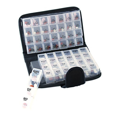 Smart Essentials 14 Day Pill & Vitamin Organizer | 2 Weeks AM/PM Travel Case, Black