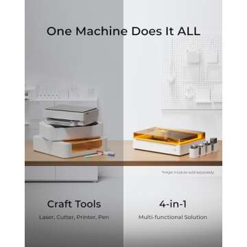 xTool M1 Ultra 4-in-1 Craft Machine - Vinyl Cutter, Laser Engraving and Cutting Machine, Pen Drawing, Scrapbooking, All-in-One with Riser Base and Rotary, for Vinyl, Fabric, Wood, Tumbler, Ring, etc