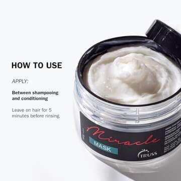 TRUSS Professional Miracle Mask - Hydrating Hair Mask + Full Protein Hair Treatment for Frizz Control, Deep Moisture and Damage Repair - Detangle + Protect with Natural Proteins + Keratin (8.8 oz)