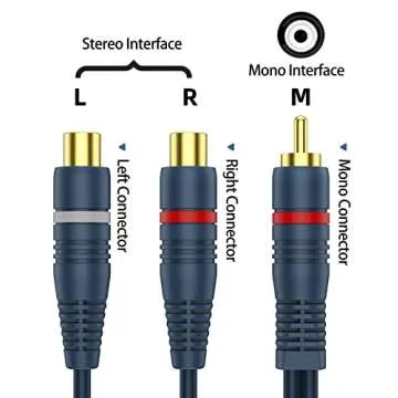 DteeDck RCA Splitter 1 Male 2 Female 2 Pack, RCA Y Splitter RCA Cable Audio Video Splitter Adapter Extension Cord 0.2M/0.65ft for Subwoofer Speaker