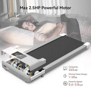 SupeRun Walking Pad, Mini Walking Pad Treadmill, Under Desk Treadmill,Small Treadmills for Home, Portable Walking Treadmill with Remote & Smart APP, 265 Lb Capacity