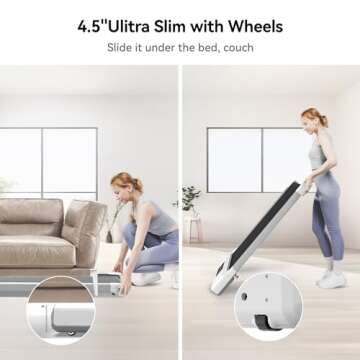 SupeRun Walking Pad, Mini Walking Pad Treadmill, Under Desk Treadmill,Small Treadmills for Home, Portable Walking Treadmill with Remote & Smart APP, 265 Lb Capacity