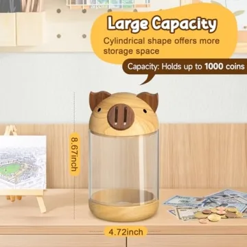 Hizgo Wooden Piggy Bank - Adorable Savings Jar for Kids
