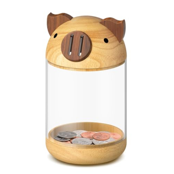 Hizgo Wooden Piggy Bank - Adorable Savings Jar for Kids