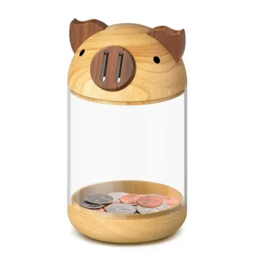 Hizgo Wooden Piggy Bank - Adorable Savings Jar for Kids