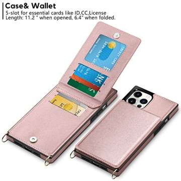 Vofolen for iPhone 12 Pro Max Case Wallet with Card Holder Crossbody Lanyard Strap Magnetic Clasp He...