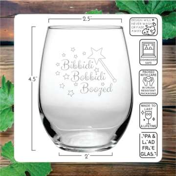 Bibbidi Bobbidi Boozed (15 oz) Stemless Glass Gift for Wine Lover Movie Gifts - Funny Birthday Prese...