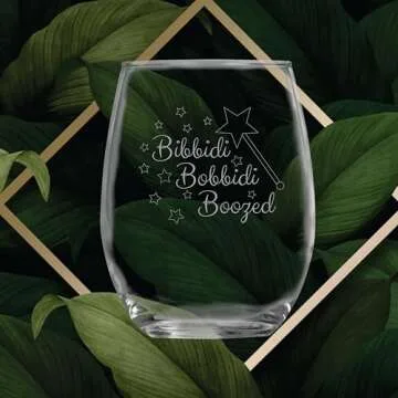 Bibbidi Bobbidi Boozed (15 oz) Stemless Glass Gift for Wine Lover Movie Gifts - Funny Birthday Present for Her, Mom, Women, Fairy Godmother - Cinderella Princess Theme Christmas - Drinking Cup