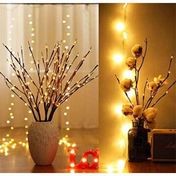 AMARS 2 Pack Decorative LED Lighted Branch Lights Battery Operated Artificial LED Twig Branches Deco...