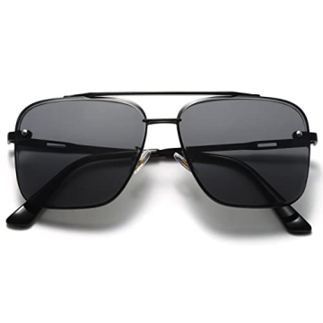 Breaksun Square Aviator Sunglasses for Men Women Fashion Vintage Diamond Cutting Lens Classic Milita...