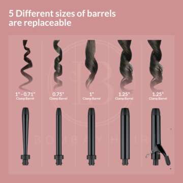 Bombay Hair Curling Wand Set 5 in 1 Curling Wand, Professional Curling Iron Tourmaline Kit & Salon Beauty Tools Interchangeable - Heat Resistant Glove & Temperature Control