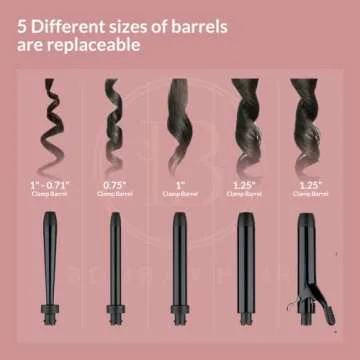 Bombay Hair Curling Wand Set 5 in 1 Curling Wand, Professional Curling Iron Tourmaline Kit & Salon Beauty Tools Interchangeable - Heat Resistant Glove & Temperature Control