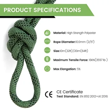 VOXLOVA Rock Climbing Rope High Strength Safety Rope