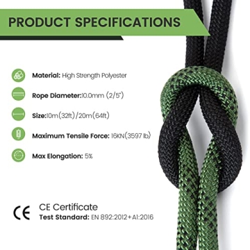 VOXLOVA Rock Climbing Rope High Strength Safety Rope