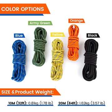 VOXLOVA Rock Climbing Rope High Strength Safety Rope