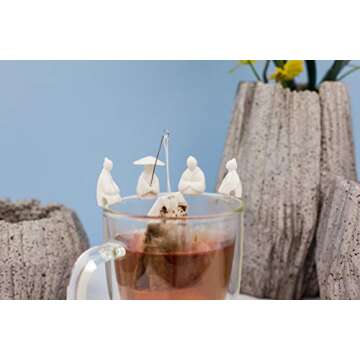 Kikkerland Jiang Taigong Tea Bag Holder (Set of 4), White