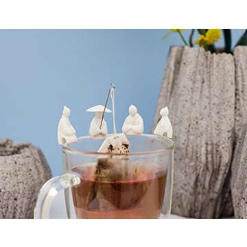 Kikkerland Jiang Taigong Tea Bag Holder (Set of 4), White