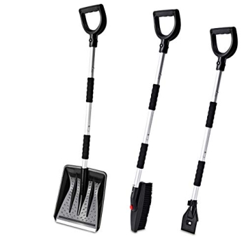 Zento Deals Snow Shovel Kit - 3-in-1 Snow Brush and Ice Scraper for Cars and Outdoors