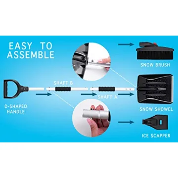 Zento Deals 3-in-1 Snow Shovel and Brush Kit for Winter Cleanup
