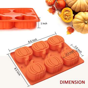 Silicone Pumpkin Molds, 2 Pack Pumpkin Shaped Cake Molds Thanksgiving Oreo Molds Muffin Cupcake Pan Hot Chocolate Bomb Mold for Halloween Thanksgiving Fall Baking and Pumpkin Wax Melts Soap Making