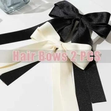 Stylish Large Hair Ribbons Set - 2 Bow Hair Clips