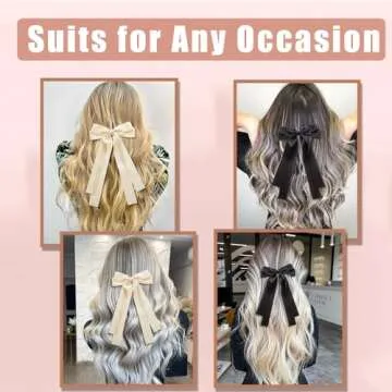 Stylish Large Hair Ribbons Set - 2 Bow Hair Clips