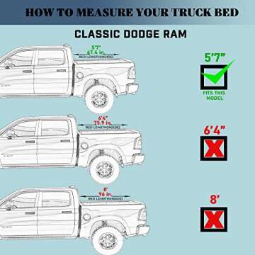 Calffree Hard Tri-Fold Truck Bed Cover Compatible with 2009-2025 Dodge Ram 1500 & 2500 5' 7" Bed Wit...