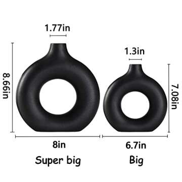 Black Ceramic Vase Set for Modern Boho Decor
