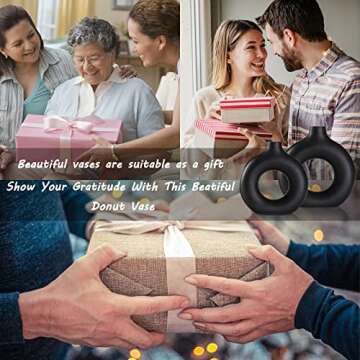 Black Ceramic Vase Set for Modern Boho Decor