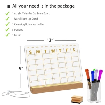 Stylish Clear Dry Erase Board with Light for Home Office