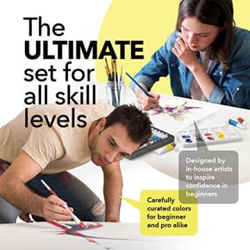 Castle Art Supplies 24 x 12ml Watercolor Paint Set | Value for Adult Artists | Quality, Intense Colors | Just Squeeze the Tube, Mix with Water and Get Creative | In Delightful Presentation Box