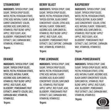 PROBAR - BOLT Organic Energy Chews, Variety Pack, Strawberry, Berry Blast, Orange, Raspberry, Pink Lemonade, Cranberry Pomegranate - Gluten-Free, USDA Certified Organic (12 Count) - Flavors May Vary