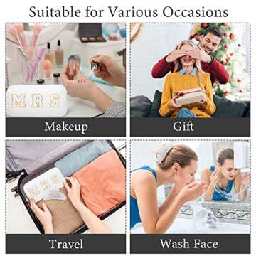 2 Pcs Bride to Be Gift Bride Makeup Bag Mrs Makeup Bag Hair Claw Clip Engagement Bridal Shower Gifts for Bachelorette Wedding(MRS)